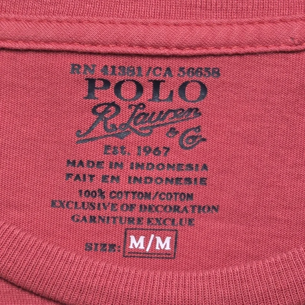 Polo Ralph Lauren Pocket Long Sleeve T-Shirt‎ Nantucket Red Mens M Blue Pony